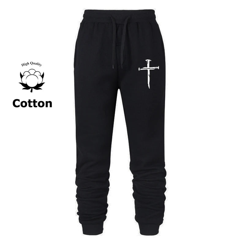 Cross Print Sweatpants for Men Christian Athletic Workout Running Joggers Trackpants Casual Comfy Cotton Blend Pants Trousers