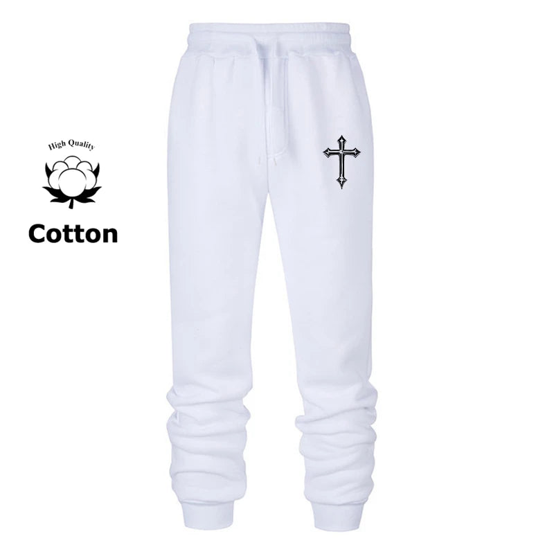 Cross Print Sweatpants for Men Christian Athletic Workout Running Joggers Trackpants Casual Comfy Cotton Blend Pants Trousers