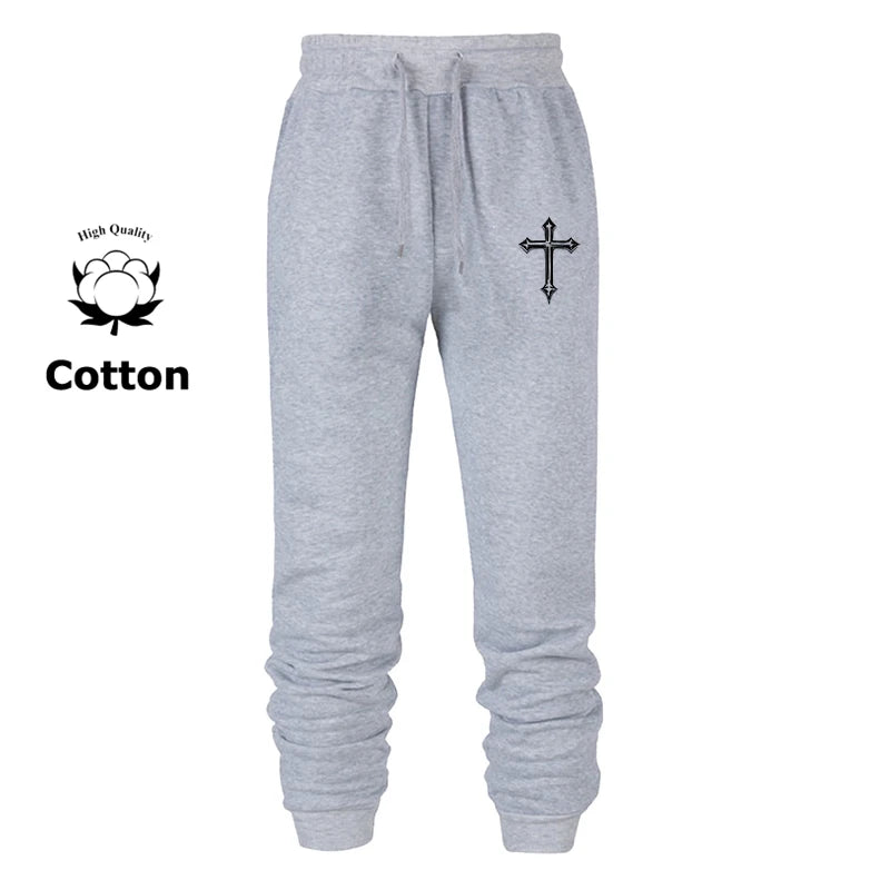 Cross Print Sweatpants for Men Christian Athletic Workout Running Joggers Trackpants Casual Comfy Cotton Blend Pants Trousers