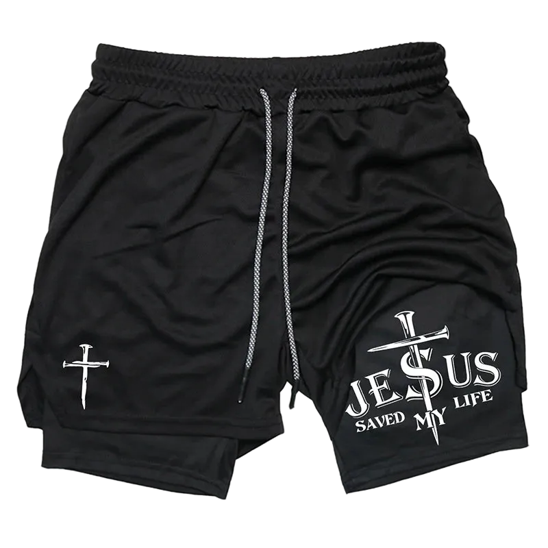 Cernith™ Jesus Saved My Life Cross Shorts