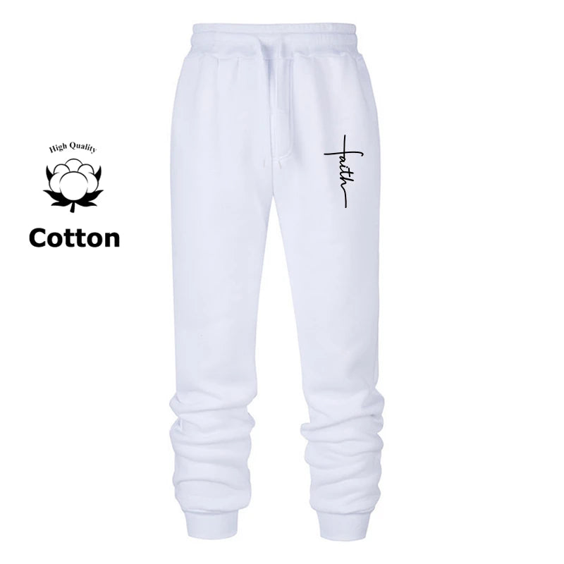 Cross Print Sweatpants for Men Christian Athletic Workout Running Joggers Trackpants Casual Comfy Cotton Blend Pants Trousers