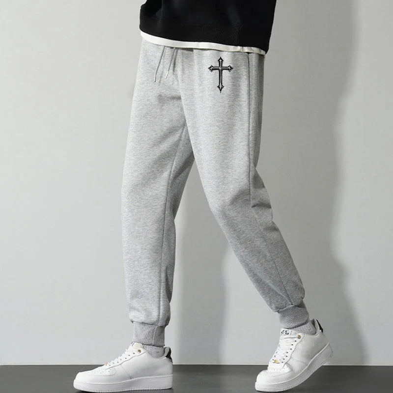 Cross Print Sweatpants for Men Christian Athletic Workout Running Joggers Trackpants Casual Comfy Cotton Blend Pants Trousers