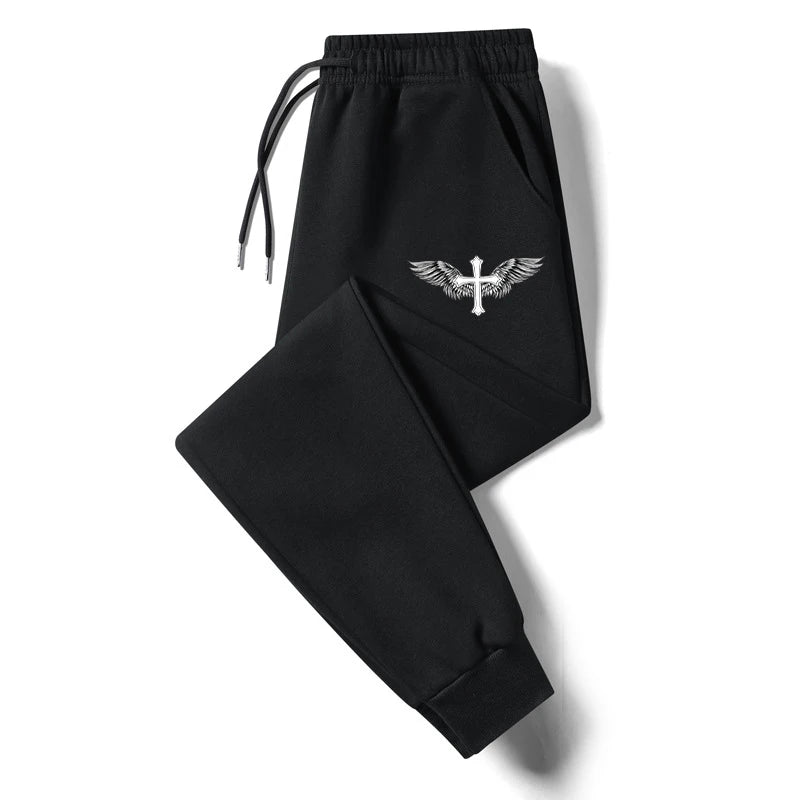Cross Print Sweatpants for Men Christian Athletic Workout Running Joggers Trackpants Casual Comfy Cotton Blend Pants Trousers