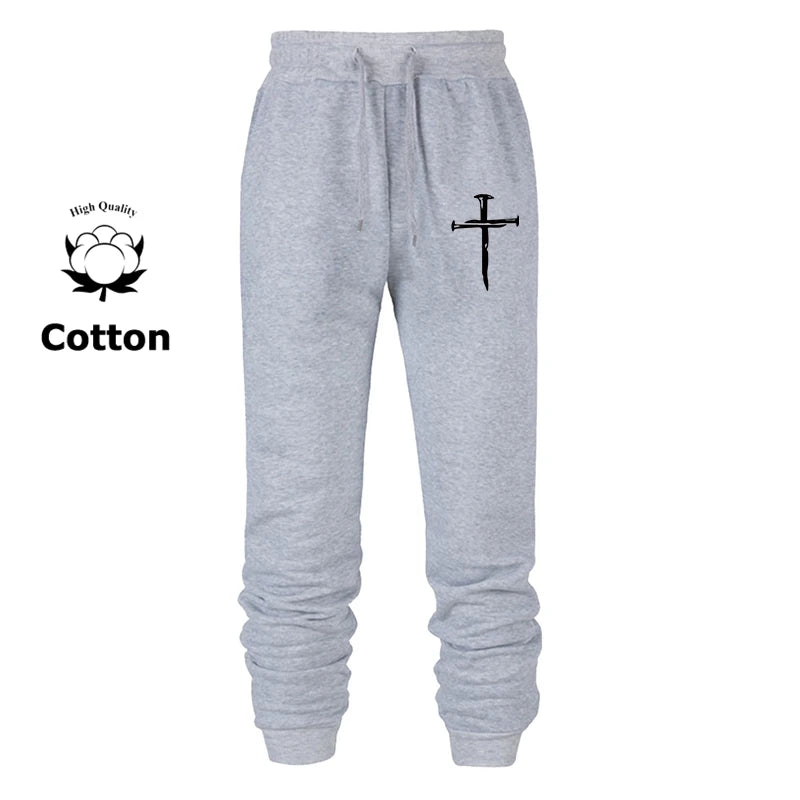 Cross Print Sweatpants for Men Christian Athletic Workout Running Joggers Trackpants Casual Comfy Cotton Blend Pants Trousers