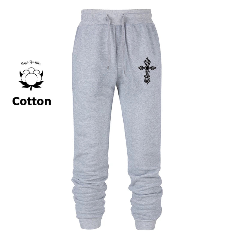 Cross Print Sweatpants for Men Christian Athletic Workout Running Joggers Trackpants Casual Comfy Cotton Blend Pants Trousers