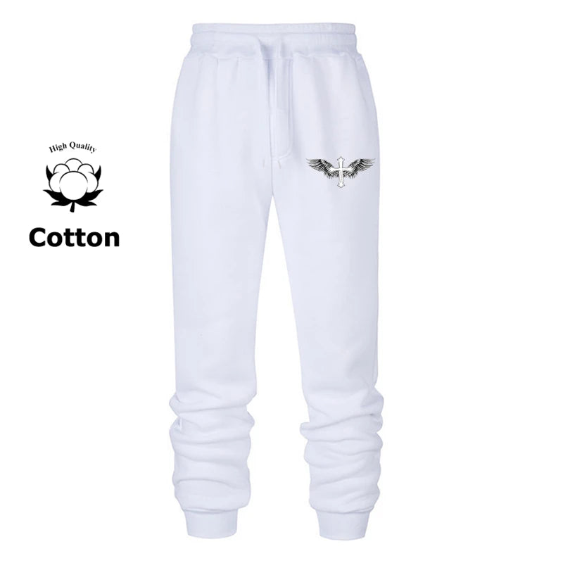 Cross Print Sweatpants for Men Christian Athletic Workout Running Joggers Trackpants Casual Comfy Cotton Blend Pants Trousers