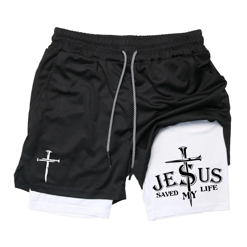 Cernith™ Jesus Saved My Life Cross Shorts