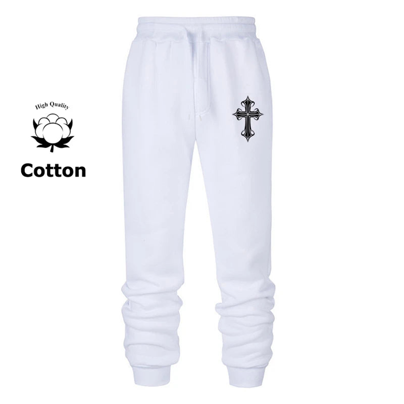 Cross Print Sweatpants for Men Christian Athletic Workout Running Joggers Trackpants Casual Comfy Cotton Blend Pants Trousers