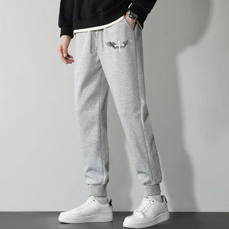 Cross Print Sweatpants for Men Christian Athletic Workout Running Joggers Trackpants Casual Comfy Cotton Blend Pants Trousers