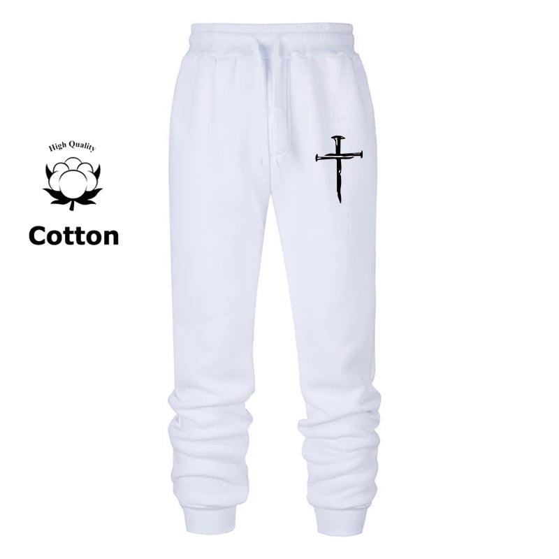 Cross Print Sweatpants for Men Christian Athletic Workout Running Joggers Trackpants Casual Comfy Cotton Blend Pants Trousers