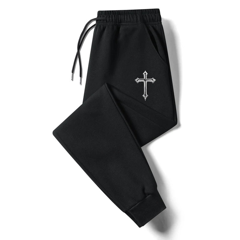 Cross Print Sweatpants for Men Christian Athletic Workout Running Joggers Trackpants Casual Comfy Cotton Blend Pants Trousers